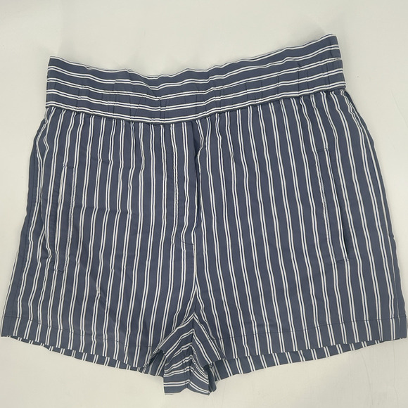 TIBI Paperbag Shorts Womens Size Small Striped Blue White 4-Pocket Pull On RTR - Picture 2 of 12